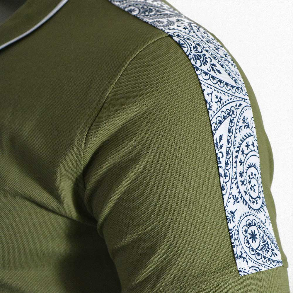 Big & Tall Paisley Taped Polo Lichen Green